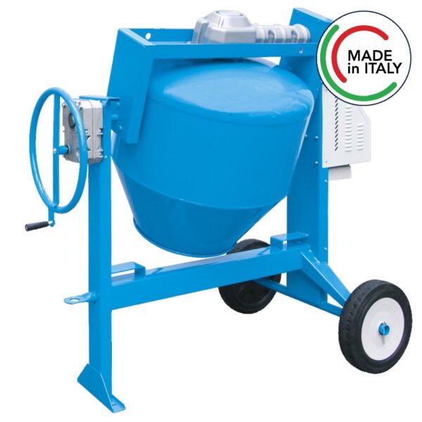 BetonieraabicchieresilenziataPolieriTechmonofase1.5kWconriduttorediribaltamento,300lt